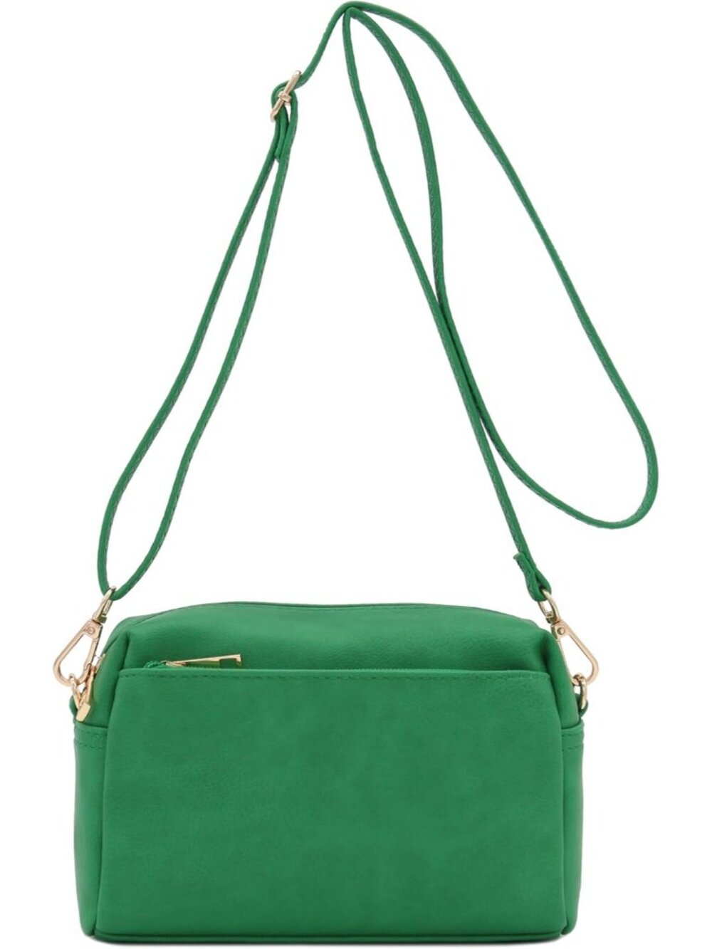 Women's Kelly Green Triple ZIP Small Lightweight Shoulder Purse Crossbody Bag